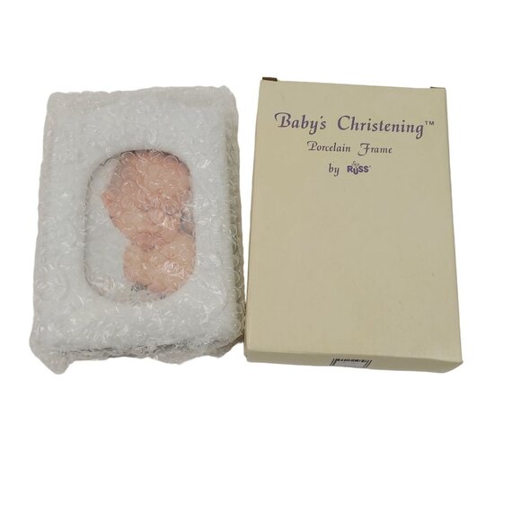 Russ Babys Christening Porcelain 3.5x5 Frame White Faith Religion - Picture 8 of 8